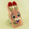 Луксозен твърд гръб 3D с камъни и силиконов кант за Samsung Galaxy J3 - Zootropolis / розов / червени ушички