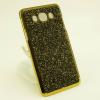 Луксозен твърд гръб с камъни за Samsung Galaxy J7 2016 J710 - черно със златисто