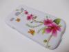 Силиконов калъф / гръб / TPU за Samsung Galaxy Core I8260 / Samsung Core I8262 - бял с розови цветя и пеперуди