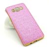Луксозен силиконов калъф / гръб / TPU за Samsung Galaxy J7 2016 J710 - розов с брокат