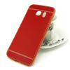 Луксозен силиконов калъф / гръб / TPU за Samsung Galaxy S7 G930 - тъмно червен / имитиращ кожа