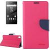 Луксозен кожен калъф Flip тефтер със стойка MERCURY Fancy Diary за Sony Xperia Z5 - цикламен
