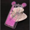 Луксозен силиконов калъф / гръб / TPU 3D за Samsung Galaxy J5  J500 - прозрачен / розов брокат / миши ушички