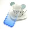 Луксозен силиконов калъф / гръб / TPU 3D за Apple iPhone 5 / iPhone 5S / iPhone SE - прозрачен със синьо / преливащ / миши ушички