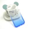 Луксозен силиконов калъф / гръб / TPU 3D за Apple iPhone 5 / iPhone 5S / iPhone SE - прозрачен със синьо / преливащ / миши ушички