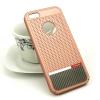 Луксозен твърд гръб UNUK за Apple iPhone 5 / iPhone 5S / iPhone SE - Rose Gold / точки / сив карбон