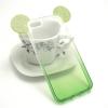 Луксозен силиконов калъф / гръб / TPU 3D за Apple iPhone 5 / iPhone 5S / iPhone SE - прозрачен със зелено / преливащ / миши ушички
