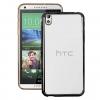 Луксозен твърд гръб за HTC Desire 828 - прозрачен / черен кантф
