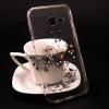 Луксозен силиконов калъф / гръб / TPU с камъни за Samsung Galaxy A3 2017 A320 - прозрачен / черно сърце с цветни камъни