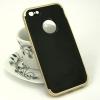 Луксозен силиконов калъф / гръб / TPU Apple iPhone 5 / iPhone 5S / iPhone SE  черен / златист кант / carbon