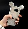 Луксозен силиконов калъф / гръб / TPU 3D с камъни за Samsung Galaxy S7 Edge G935 - сребрист / миши ушички