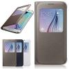 Кожен калъф Flip Cover тип тефтер за Samsung Galaxy S6 Edge+ G928 / S6 Edge Plus - златен