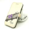 Кожен калъф Flip тефтер Flexi със стойка за Huawei Y625 - златист / лилава панделка / Victoria`s Secret
