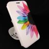 Кожен калъф Flip тефтер Flexi със стойка за Samsung Galaxy J7 2017 J730 - бял / цвете