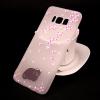 Луксозен силиконов калъф / гръб / TPU с камъни за Samsung Galaxy S8 G950 - прозрачен / розови цветя / коте