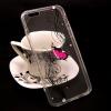 Луксозен силиконов калъф / гръб / TPU с камъни за Apple iPhone 6 / iPhone 6S - прозрачен / розова пеперуда