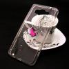 Луксозен силиконов калъф / гръб / TPU с камъни за Samsung Galaxy Grand Prime G530 - прозрачен / розова пеперуда