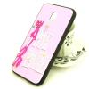 Луксозен стъклен твърд гръб със силиконов кант и камъни за Samsung Galaxy J3 2017 J330 - светло розов / The Pink Panther