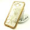 Луксозен силиконов калъф / гръб / TPU 3D за Samsung Galaxy J3 / Galaxy J3 2016 J320 - прозрачен / призма / златист кант