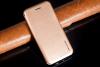 Луксозен кожен калъф Flip тефтер със стойка  WUW за Apple iPhone 6 / iPhone 6S - златист