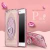 Луксозен силиконов калъф / гръб / със стойка TPU 3D SHENGO за Apple iPhone 7 - ромбове / Rose Gold кант