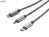USB кабел 1.2М 3 в 1, Micro USB, Type C и iPhone Lightning
