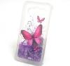 Луксозен твърд гръб 3D за Samsung Galaxy S3 I9300 / S3 Neo I9301 - прозрачен / пеперуди / лилав брокат