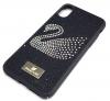 Луксозен твърд гръб Swarovski за Apple iPhone XS Max - черен / камъни / Swan