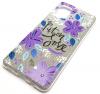 Силиконов калъф / гръб / TPU за Samsung Galaxy A71 - сребрист брокат / лилави цветя / Put on Love