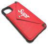 Луксозен силиконов гръб с джоб за Apple iPhone 11 6.1'' - червен / Supr