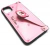 Луксозен силиконов гръб с джоб за Apple iPhone 11 6.1'' - розов / Pink Bear