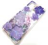 Луксозен гръб 3D Water Case за Samsung Galaxy A21s - течен гръб с лилав брокат / прозрачен с лилави цветя