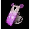 Луксозен силиконов калъф / гръб / TPU 3D за Samsung Galaxy S4 I9500 / Samsung S4 I9505 / Samsung S4 i9515 - преливащ / сребристо и лилаво / брокат / миши ушички / 2в1 / кръгове
