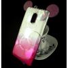 Луксозен силиконов калъф / гръб / TPU 3D за LG K4 2017 - преливащ / сребристо и розово / брокат / миши ушички / 2в1 / кръгове 