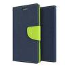 Луксозен кожен калъф Flip тефтер със стойка MERCURY Fancy Diary за Lenovo Moto G5 Plus - тъмно син със зелено
