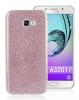 Луксозен силиконов гръб със стойка за Samsung Galaxy A3 2017 A320 - розов / брокат