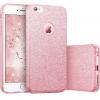 Луксозен силиконов гръб зa Apple iPhone 6 / iPhone 6S - розов / брокат