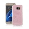 Луксозен силиконов гръб зa Samsung Galaxy S6 Edge G925 - розов / брокат