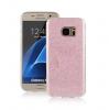 Луксозен силиконов гръб зa Samsung Galaxy S7 Edge G935 - розов / брокат