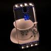 Луксозен силиконов калъф / гръб / TPU 3D с камъни за Samsung Galaxy J5 2017 J530 - прозрачен / синьо цвете