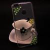 Луксозен силиконов калъф / гръб / TPU 3D с камъни за Huawei P Smart - прозрачен / цветя