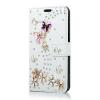 Луксозен кожен калъф 3D Flip тефтер за Samsung Galaxy Note 4 N910 - бял / Flower & Butterfly