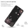 Луксозен твърд гръб KAVARO с камъни Swarovski за Apple iPhone 7 / iPhone 8 - прозрачен / розови цветя и пеперуда / черен кант