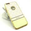 Луксозен силиконов калъф / гръб / TPU New Face за Apple iPhone 6 / iPhone 6S - светло жълто и розово / имитиращ кожа
