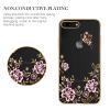 Луксозен твърд гръб KAVARO с камъни Swarovski за Apple iPhone 7 / iPhone 8 - прозрачен / розови цветя и пеперуда / златист кант