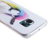 Силиконов калъф / гръб / за Samsung Galaxy S6 Edge G925 - бял / момиче с многоцветна коса