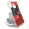 Луксозен твърд гръб 3D за Huawei P20 Lite - цветя /  червен брокат