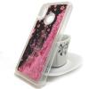 Луксозен твърд гръб 3D за Huawei P20 Lite - лилави цветя / айфелова кула / розов брокат