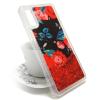Луксозен твърд гръб 3D за Huawei P20 - цветя / червен брокат