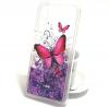Луксозен твърд гръб 3D за Huawei P20 - прозрачен / пеперуди / лилав брокат